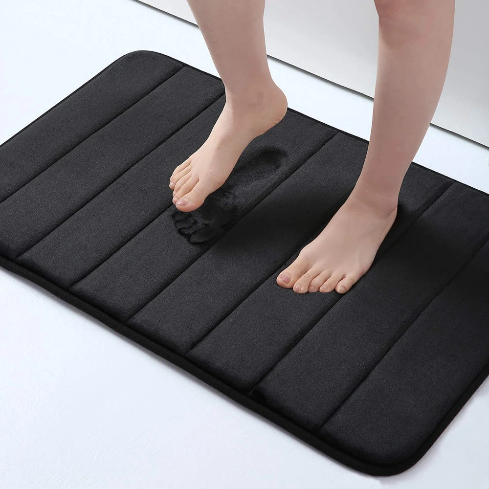 Homaxy Absorbent Bath Mat Non-Slip Bathroom Rug Soft Memory Foam Kitchen Floor Carpet Velvet Bathroom Carpet Home Decor Foot Mat