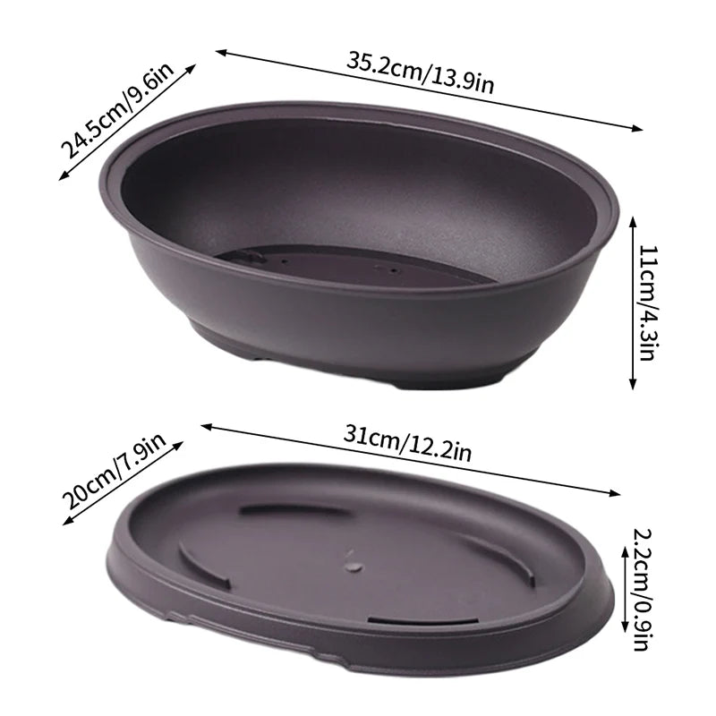 Rectangular Bonsai Training Pots Plastic Flowerpot with Drainage Tray Succulent Plants Pot Bonsai Plants Growing Pots Home Decor