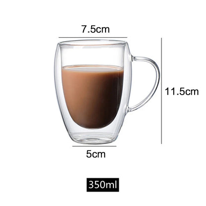 150/250/350/450ml Heat Resistant Double Wall Coffee Cup Transparent Glass Whiskey Tea Milk Cups Cold Beverage Wine Mug Drinkware