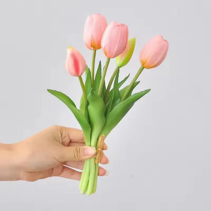 5pcs/Bouquet New Silicone Tulip Artificial Flower 40cm Real Touch Fake Plant B For Wedding Decoration Home Garen Acceeeories