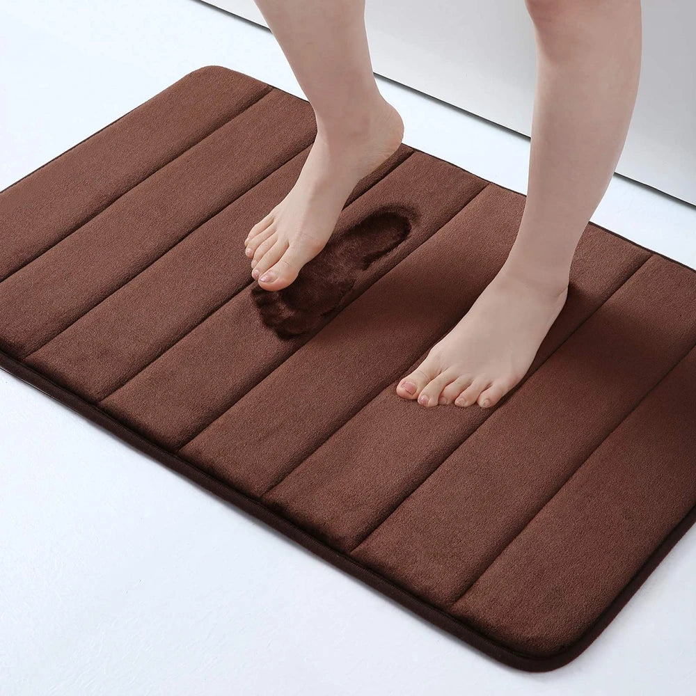 Homaxy Absorbent Bath Mat Non-Slip Bathroom Rug Soft Memory Foam Kitchen Floor Carpet Velvet Bathroom Carpet Home Decor Foot Mat