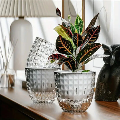 Plastic Transparent Lazy Self-absorbent Flowerpot Hydroponic Water-growing Plants Water-free Water Storage Basin