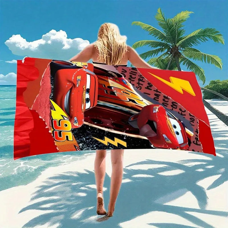 Lightning McQueen Themed Beach Towel: Race into Summer Fun! Suitable for swimming parties, bathing, travel, vacation