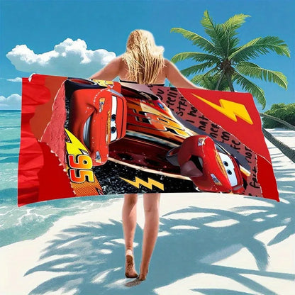 Lightning McQueen Themed Beach Towel: Race into Summer Fun! Suitable for swimming parties, bathing, travel, vacation