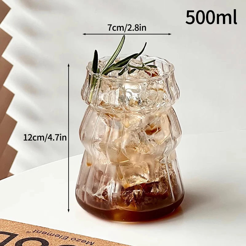 Glass Drinkware Cold Coffee Cups Latte Coffee Glass Iced Juice Milk Water Bottle Aesthetic Cup Wine Cocktail Glass כוסות לקפה קר