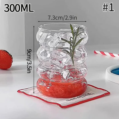 Glass Drinkware Cold Coffee Cups Latte Coffee Glass Iced Juice Milk Water Bottle Aesthetic Cup Wine Cocktail Glass כוסות לקפה קר