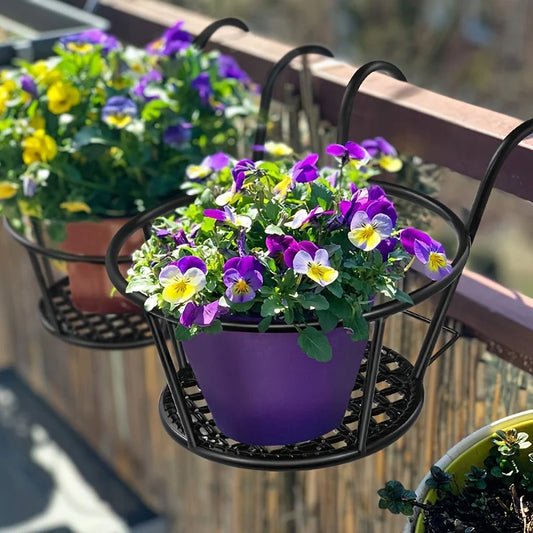 One pack of 3 iron art hanging flower pots with hanging hooks, metal plant planting hanging basket, detachable, for balcony, fen