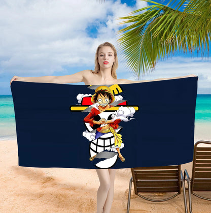 One Piece Luffy Bath Towel - Anime Design, Soft Absorbent, Perfect for Fans, Adds Adventure to Your Beach Days