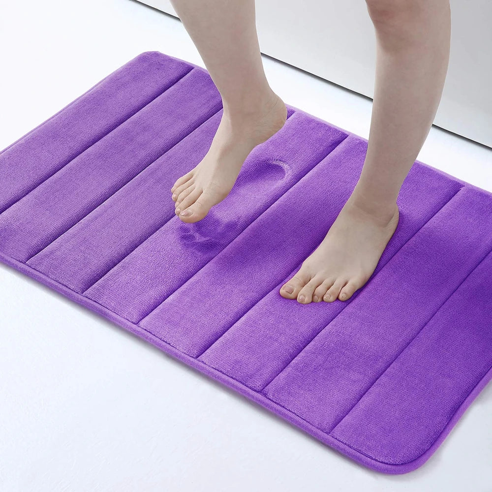 Homaxy Absorbent Bath Mat Non-Slip Bathroom Rug Soft Memory Foam Kitchen Floor Carpet Velvet Bathroom Carpet Home Decor Foot Mat