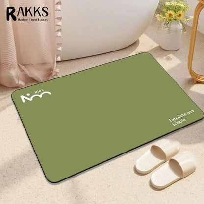 RAKKS Simple Super Absorbent Bath Mat Diatomite Stone Floor Mat, Non Slip Durable Bathroom Rug for Wet Areas Home Carpet Rug
