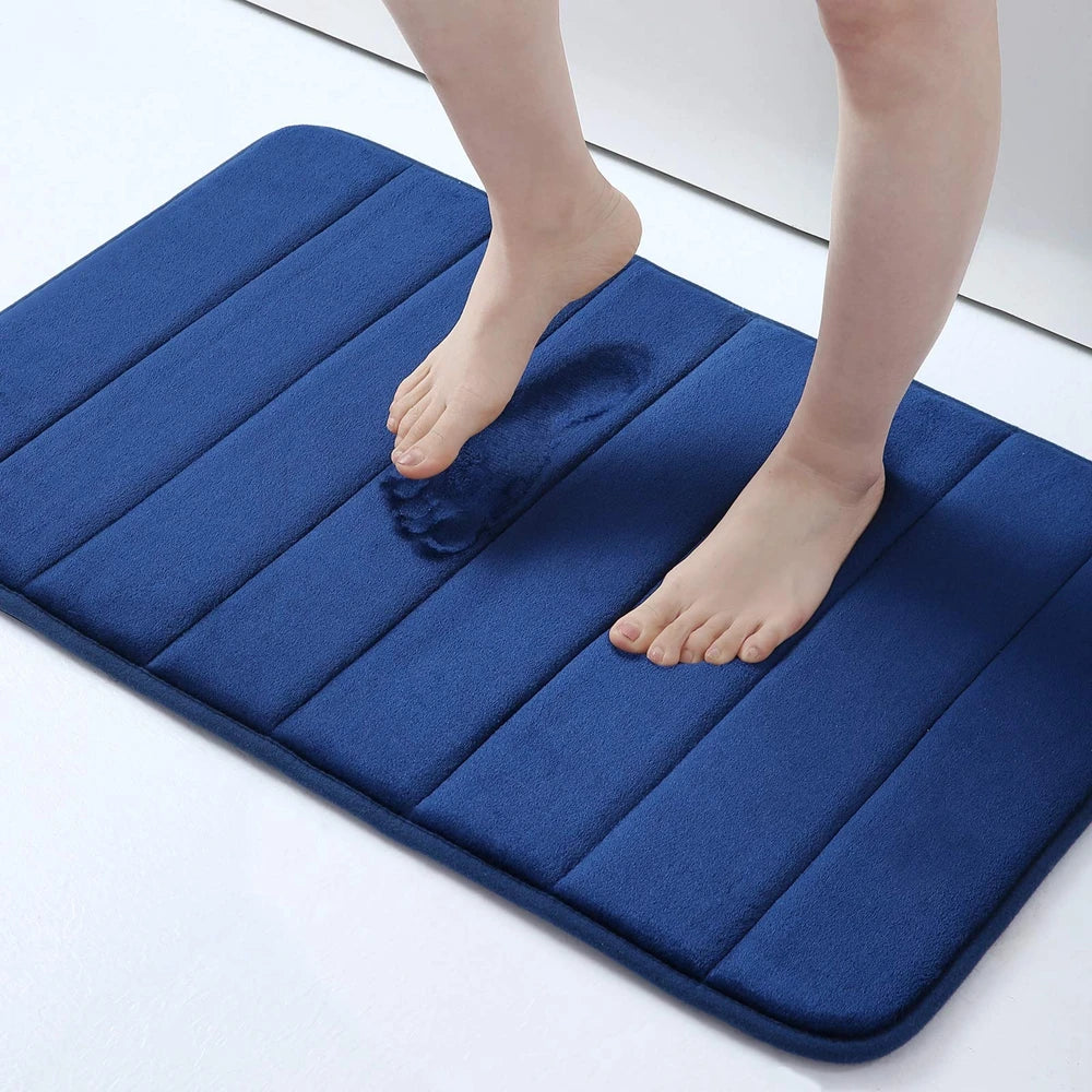 Homaxy Absorbent Bath Mat Non-Slip Bathroom Rug Soft Memory Foam Kitchen Floor Carpet Velvet Bathroom Carpet Home Decor Foot Mat