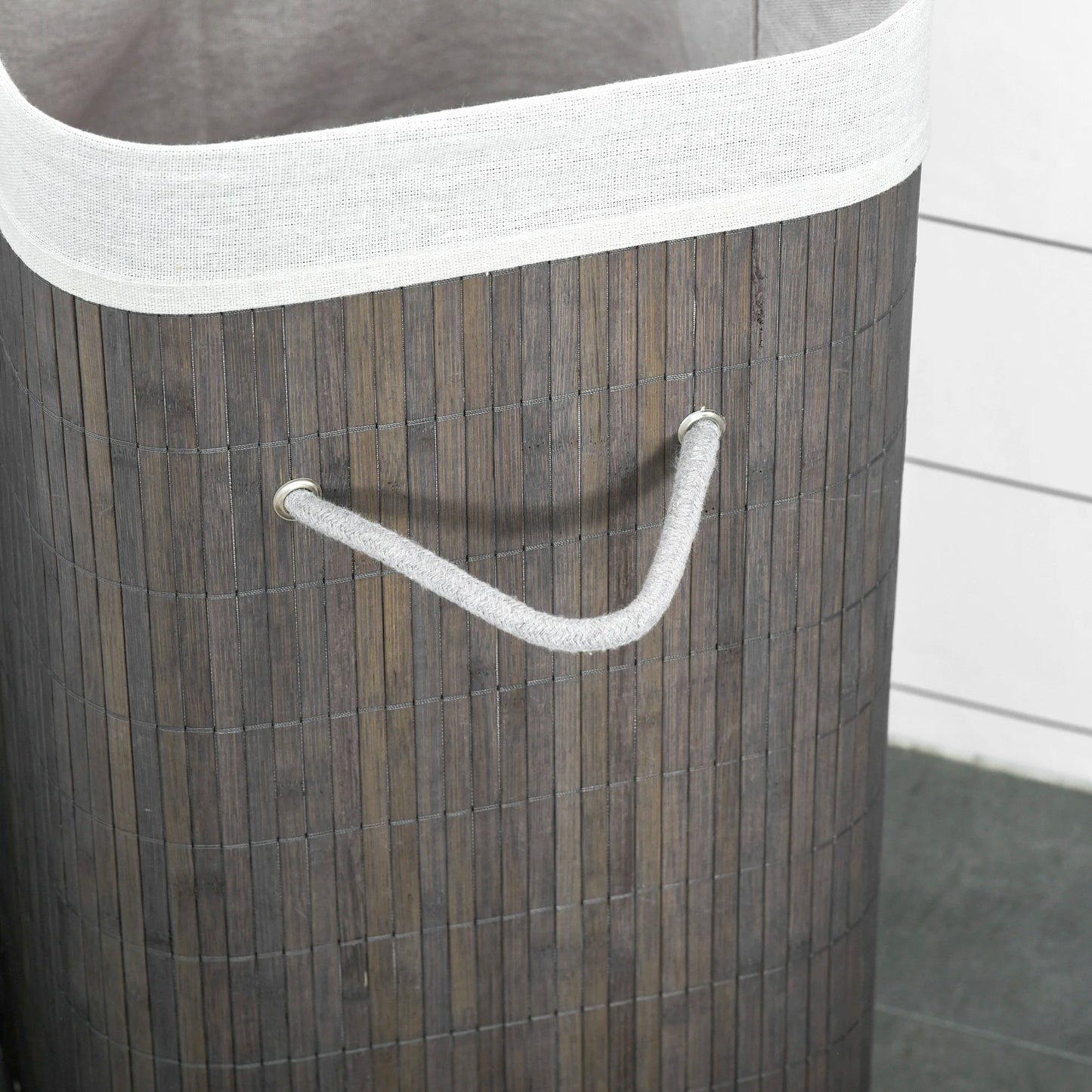 HOMCOM Collapsible Clothes Hamper with Lid Handles Removable Lining, Grey