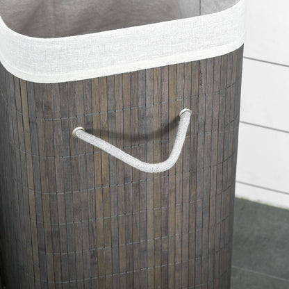 HOMCOM Collapsible Clothes Hamper with Lid Handles Removable Lining, Grey