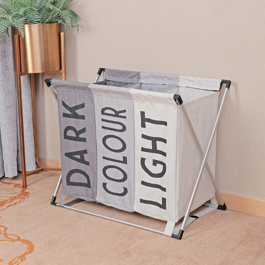 3 Section Laundry Hamper basket, Light and Dark Colour