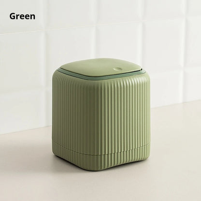Desktop Trash Can with Lid In/Outside Double barrels Garbage Waste Bin Organizer Bedroom Office Desk Storage Box Durable Plastic