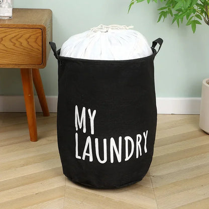 Cotton and Linen Laundry Basket Household Foldable Laundry Basket Waterproof Clothes and Toys Storage Bucket Laundry Supplies