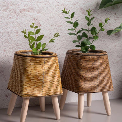 Vine Woven Wooden Frame Flower Stand As A Souvenir For Home Decor Indoor Decoration Desktop Green Ivy Succulent Potted Plant