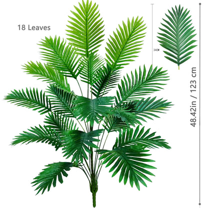 66-125cm（49.2in） Artificial Palm Tree Tropical Fake Plant Green Plastic Palm Leaf Branches Suitable for Home Garden Decoration