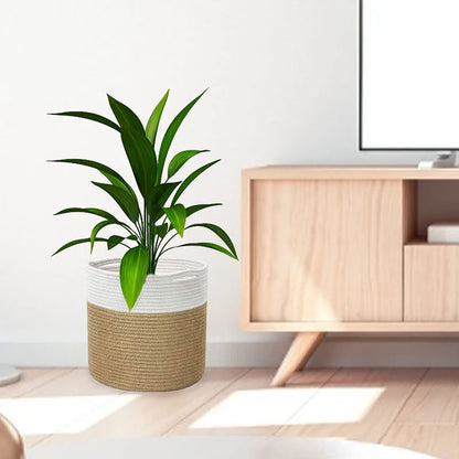 Cotton Rope Plant Basket Large Capacity Hand-Woven Flower Pot Holder Indoor Planter Storage Basket For Store Plants Toys Clothes