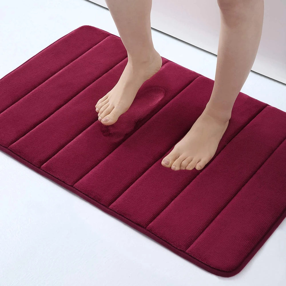 Homaxy Absorbent Bath Mat Non-Slip Bathroom Rug Soft Memory Foam Kitchen Floor Carpet Velvet Bathroom Carpet Home Decor Foot Mat