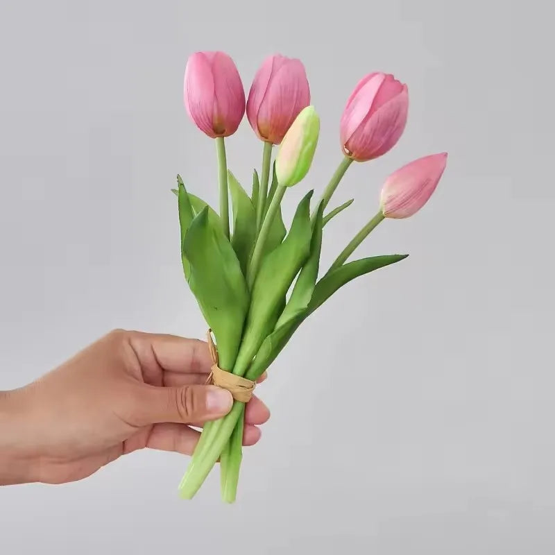 5pcs/Bouquet New Silicone Tulip Artificial Flower 40cm Real Touch Fake Plant B For Wedding Decoration Home Garen Acceeeories