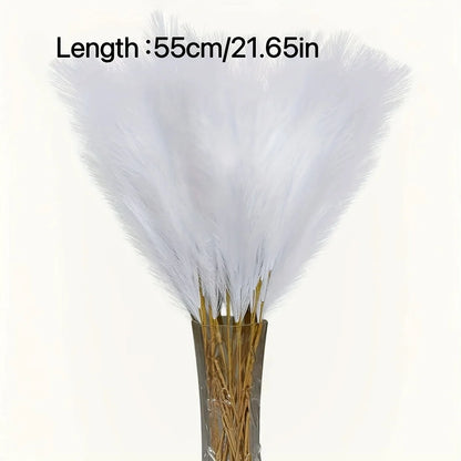7Pcs White Pampas Grass Artificial Flower Pompass Branches for Home Room Decor  DIY Fake Reed Bouquet Garden Wedding Decoration