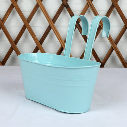 Metal Iron Hanging Flower Pots For Railing Fence Hanging Bucket Pots Countryside Style Window Flower Plant Holder