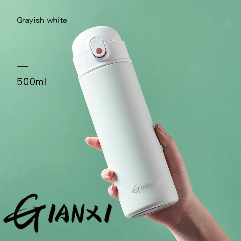 GIANXI Bouncing Straw Thermos Cup Stainless Steel Termos Water Bottle Simple Ins Style Portable Insulated Cups Drinkware