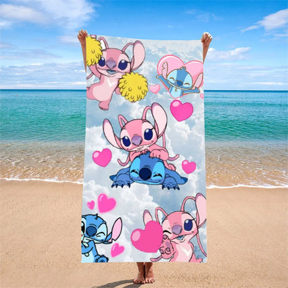 1 PC Stitch Cartoon Disney Collection Beach Towel - Super Absorbent, Quick Dry, Lightweight, Soft & Oversized Microfiber Beach B