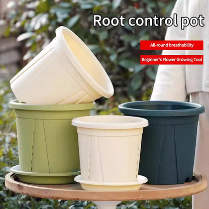 Plastic Flower Pot Root Control Breathable Nursery Pot Thickened Resin Plant Pot Garden Balcony Planting Potted Seedling Planter