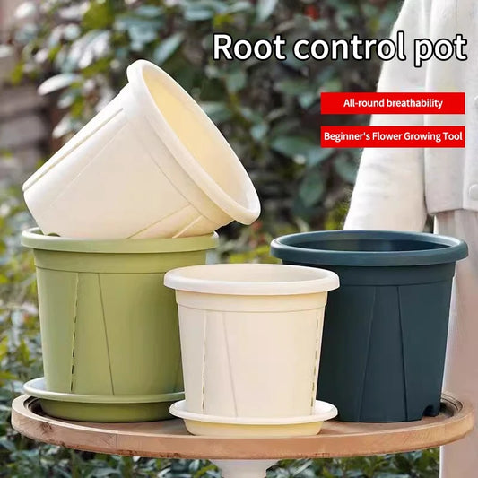 Plastic Flower Pot Root Control Breathable Nursery Pot Thickened Resin Plant Pot Garden Balcony Planting Potted Seedling Planter