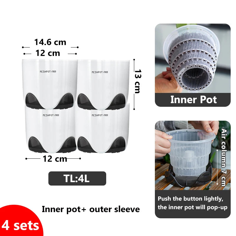 Meshpot 12 cm Plastic Orchid Pot Inner Clear Orchid Planter Double Layer Good Outlooking Plants Container Garden Accessories