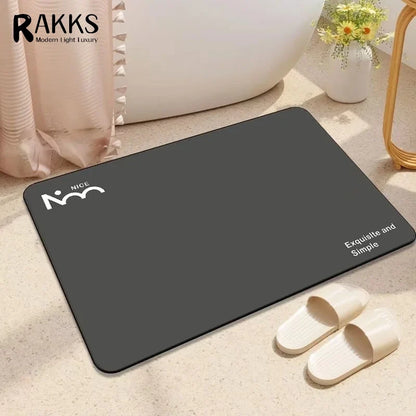 RAKKS Simple Super Absorbent Bath Mat Diatomite Stone Floor Mat, Non Slip Durable Bathroom Rug for Wet Areas Home Carpet Rug
