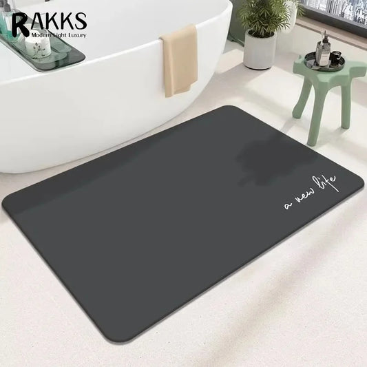 RAKKS Simple Super Absorbent Bath Mat Diatomite Stone Floor Mat, Non Slip Durable Bathroom Rug for Wet Areas Home Carpet Rug