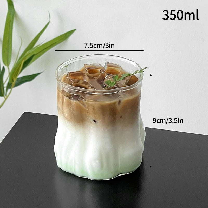 Glass Drinkware Cold Coffee Cups Latte Coffee Glass Iced Juice Milk Water Bottle Aesthetic Cup Wine Cocktail Glass כוסות לקפה קר