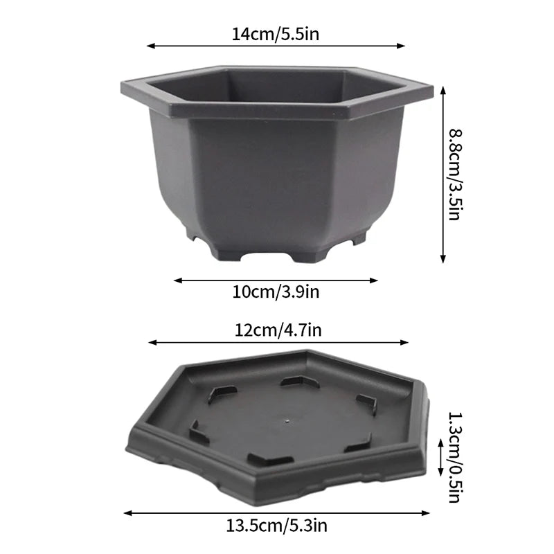 Rectangular Bonsai Training Pots Plastic Flowerpot with Drainage Tray Succulent Plants Pot Bonsai Plants Growing Pots Home Decor