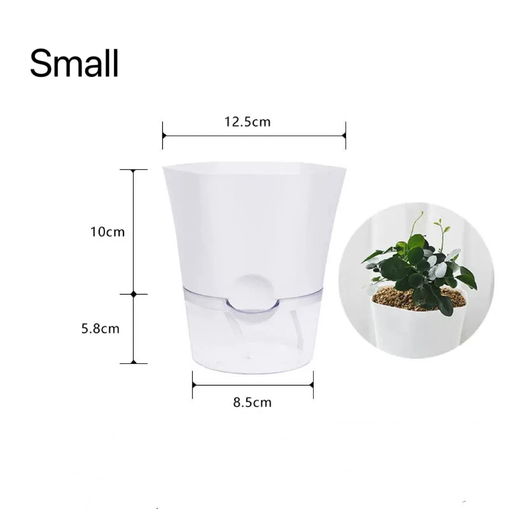 Transparent Plastic Self Watering Plant Pots Lazy Hydroponic Water Absorbing Flower Pot For Succulent Plant Flowerpot Garden