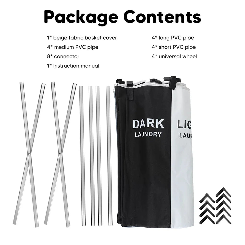 Foldable Laundry Basket Large Capacity Toys Clothes Organizer Aluminum Bracket Waterproof Bathroom Laundry Basket Hamper