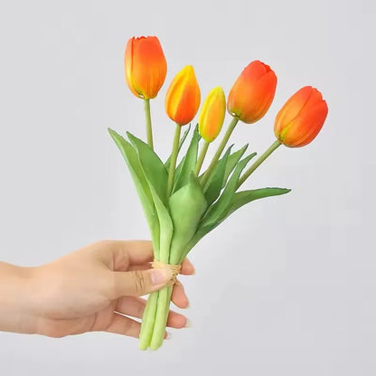 5pcs/Bouquet New Silicone Tulip Artificial Flower 40cm Real Touch Fake Plant B For Wedding Decoration Home Garen Acceeeories