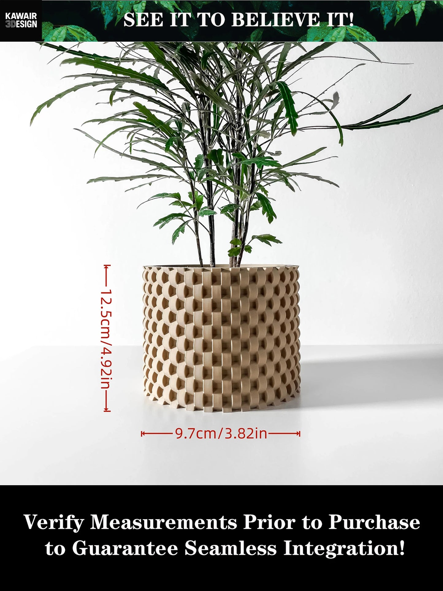 Modern Minimalist 3D Printed Plant Pot – Biodegradable Flower Planter for Home Decor, Eco-Friendly Sustainable Gift (Cheo)