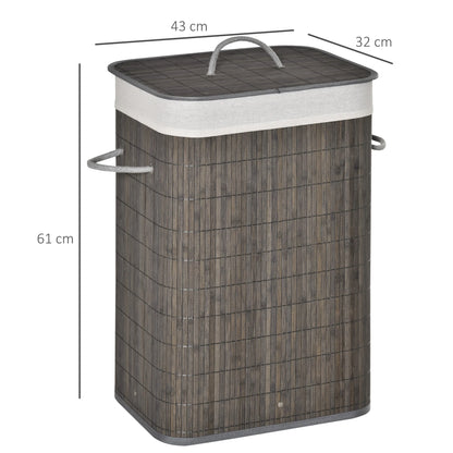 HOMCOM Collapsible Clothes Hamper with Lid Handles Removable Lining, Grey