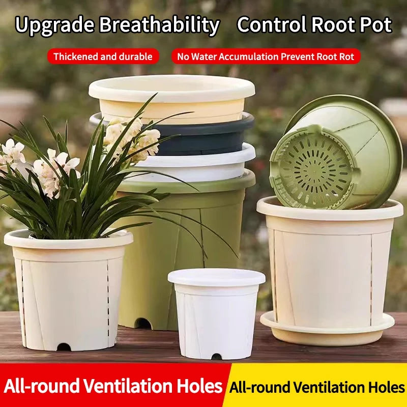 Plastic Flower Pot Root Control Breathable Nursery Pot Thickened Resin Plant Pot Garden Balcony Planting Potted Seedling Planter