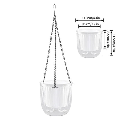 Self Watering Hanging Planters Indoor Flower Pot Outdoor Hanging Basket Plant Hanger with 3Hooks Drainage Hole Home Garden Decor