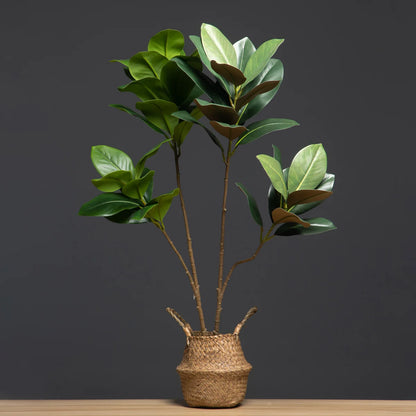 105cm 2 Forks Large Artificial Plants Fake Magnolia Tree Branch Plastic Rubber Leaves Tall Green Landscape For Home Garden Decor