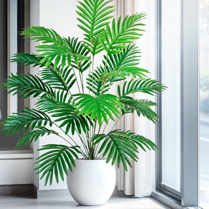 66-125cm（49.2in） Artificial Palm Tree Tropical Fake Plant Green Plastic Palm Leaf Branches Suitable for Home Garden Decoration