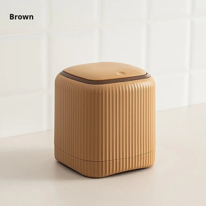 Desktop Trash Can with Lid In/Outside Double barrels Garbage Waste Bin Organizer Bedroom Office Desk Storage Box Durable Plastic