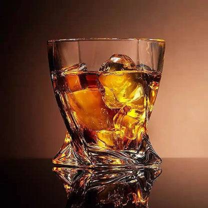 280ml/290ml Crystal Glass Creative Rotating Whiskey Ice Patterned Cocktail Glass Bar Beer Cup