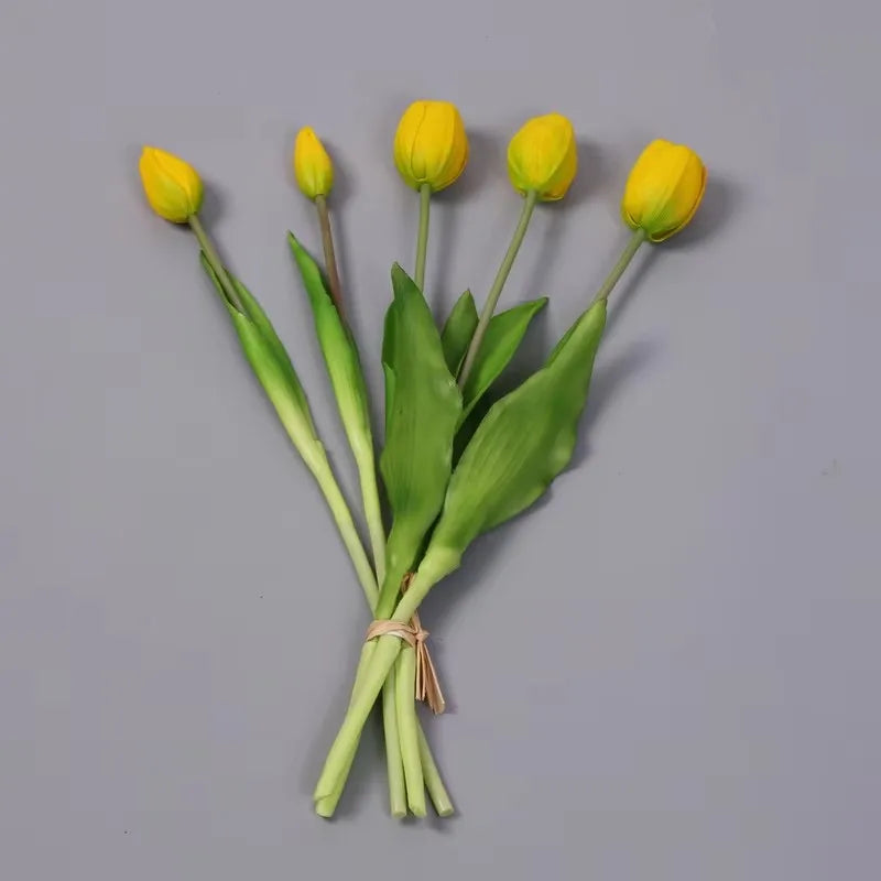 5pcs/Bouquet New Silicone Tulip Artificial Flower 40cm Real Touch Fake Plant B For Wedding Decoration Home Garen Acceeeories