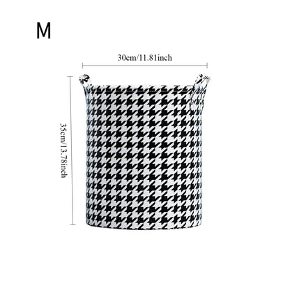 Laundry Basket with Handles,Houndstooth Blanket Storage Basket,Foldable Bedroom Hamper,Dirty Clothes Toys Hamper for Living Room