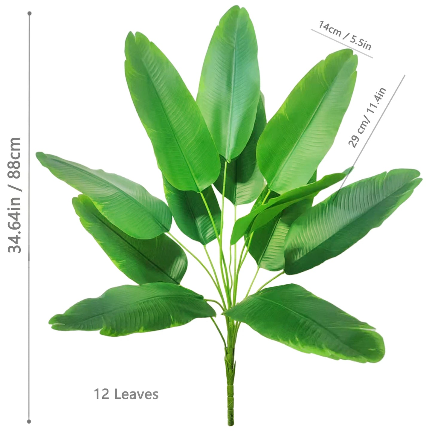 60-90-120cm（47.2in) Artificial Tropical Palm Tree Fake Banana Plant Leaves Real Touch Strelitzia Plastic Plant for Home Garden